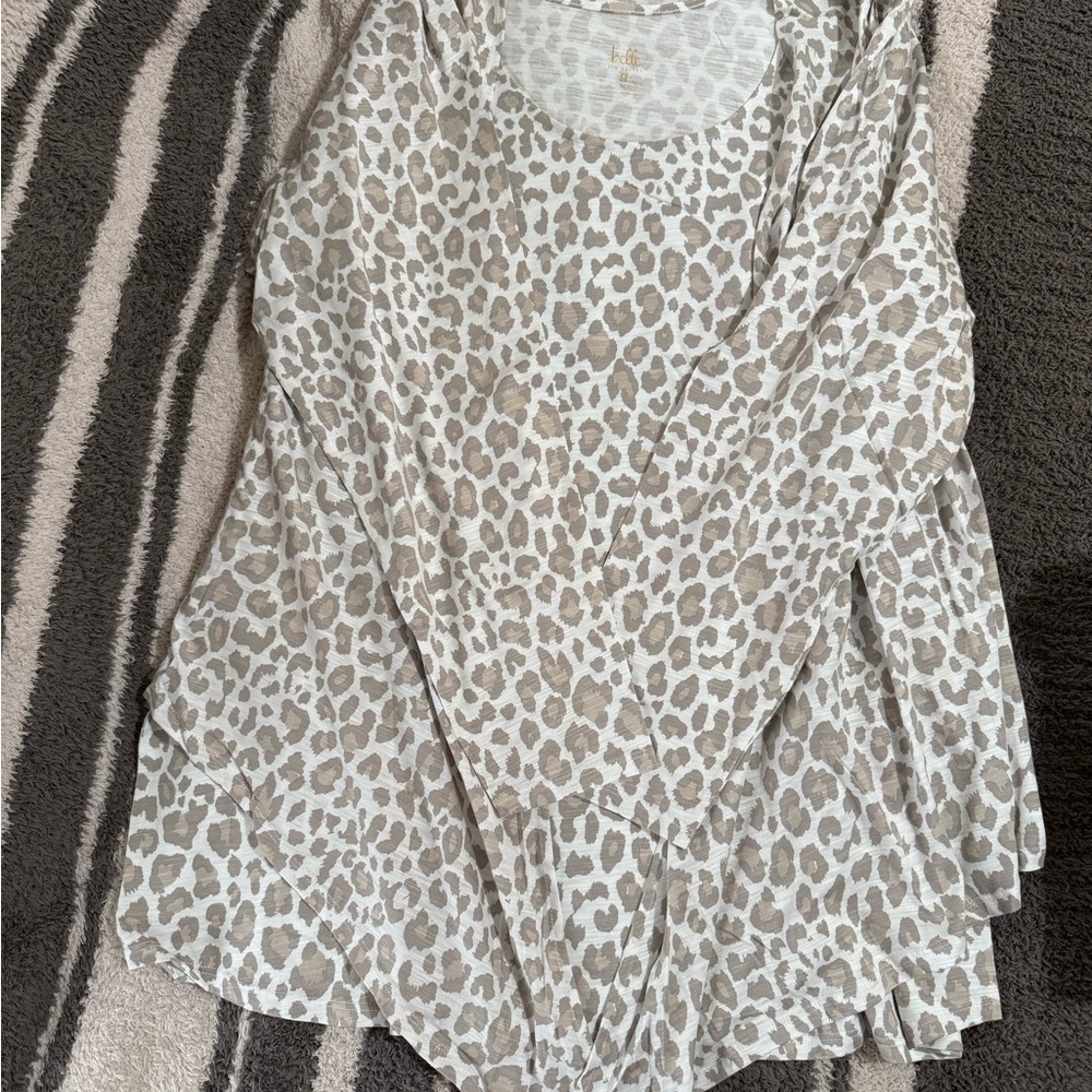 NWOT Belle by Kim Gravel 3X Slub Knit Shrug and Tank Set White Leopard